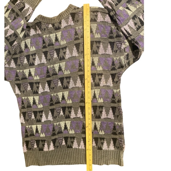 VTG Fluid Sweater Men’s XL Purple Gray Black Knit Geometric 80’s Retro Crew Neck - Picture 9 of 11